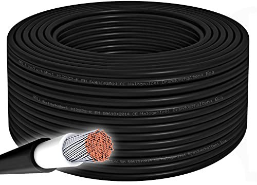 ARLI Solarkabel 50m H1Z2Z2-K 6 mm² Solarleitung schwarz Erdverlegbare Einzelleitung Photovoltaik Halogenfrei Verlängerungskabel isoliert Solar Kabel Litze Leitung