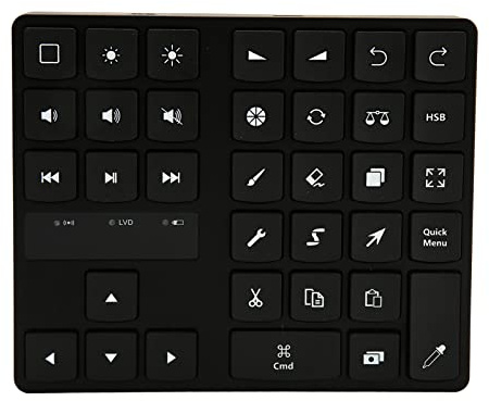 Mini KeyDial 35 Teclas Teclado de Acceso Directo Inalámbrico Express Key para Gráficos Dibujo Video Controlador de Edición de Fotos, Teclado de Dibujo con una Mano para iOS,