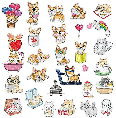 Diamond Painting Enfant, 5D Peinture de Diamant Animaux Autocollant pour Enfants Adultes Débutants, DIY Mosaïque Autocollante pour Scrapbooking, Cahiers, Journaux, Bagages, Ordinateurs Portables