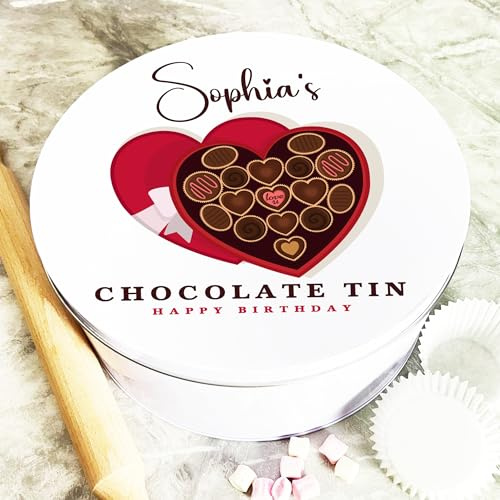 Fingerprint Designs Round Heart Shape Box Of Chocolate Birthday Gift Personalised Sweet Treat Tin | Personalised Gift | Custom Gift | Tin | Storage Container Tin