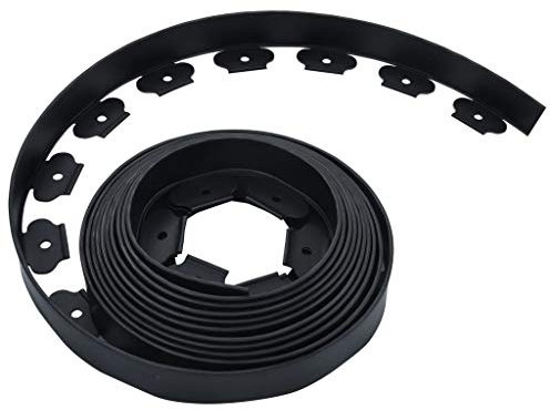Gecheer Flexible Rasenkante Mit 30 Nägeln 10 m 5 cm Beetumrandung Beeteinfassung Mähkante Profilkante,Nagellänge:14,5 cm,Flexibel und stark genug, um Kurven, Winkel und Kreise zu bilden