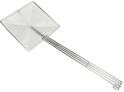 Schiumarola a Rete Metallica, Cucchiaio a Fessura con Manico Lungo, Cucchiaio Per Scolapasta, Cucchiaio Per Scolapasta Quadrato in Acciaio Inox, Mestolo Per Cucinare, Friggere(Maglia grossa)