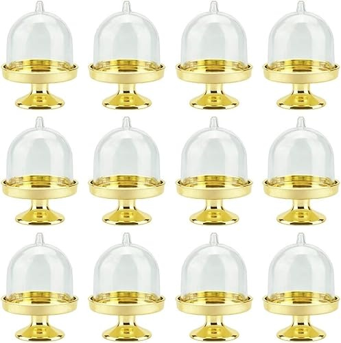 YKKJ 12 Pezzi Mini supporto per torta，Mini Alzata per Torta，per Matrimoni, Baby Shower, Bomboniere, Feste di Compleanno.（oro）