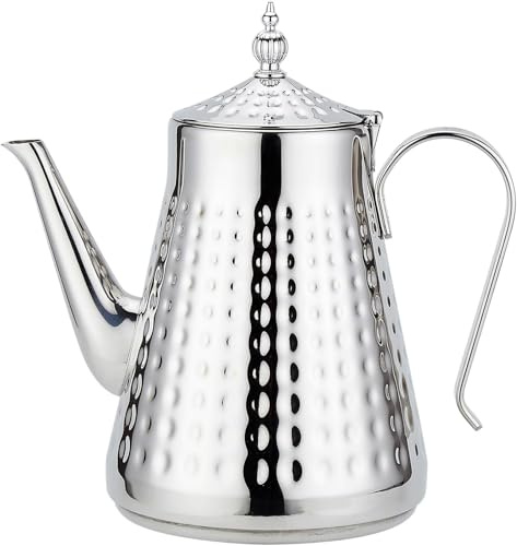 SANQIAHOME 1,2liter tekanna i rostfritt stål med sil,Vintage tekanna,Hemma- eller restaurangservering av tekannor,silver