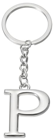 PATIKIL Porte-Clés avec Initiale, Pendentif de Lettre P, Porte-Clés DIY pour Sac à Dos, Décoration pour Hommes et Femmes, Cadeaux de Fête, Argenté
