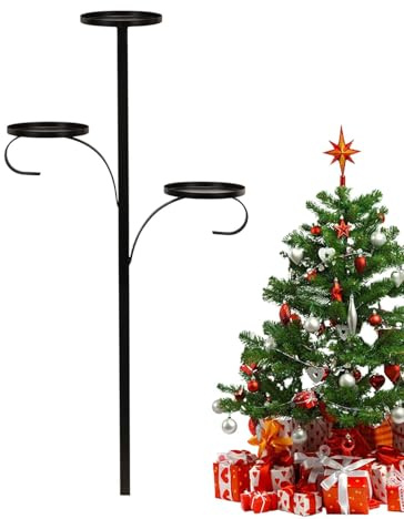 Puntale per albero triplo | Portacandele Toppers albero di Natale | Portacandele portacandele in metallo estetico | Vassoio natalizio Portacandele Topper per albero per decorazioni domestiche
