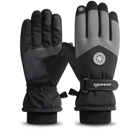 Winterhandschuhe Herren Damen, Thermo Fahrradhandschuhe, wasserdichte Warme Touchscreen WinterHandschuhe, Winter Handschuhe Damen, Sporthandschuhe für Snowboard Ski Outdoor Laufen Wandern (Schwarz)