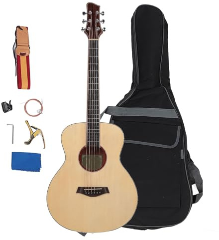 Holzgitarrenset, 36 Zoll Kinder Erwachsene Anfänger Musikinstrument Gitarrenset Folk Akustik für IRIN 3670 für Anfänger (Buche (Naturholzfarbe