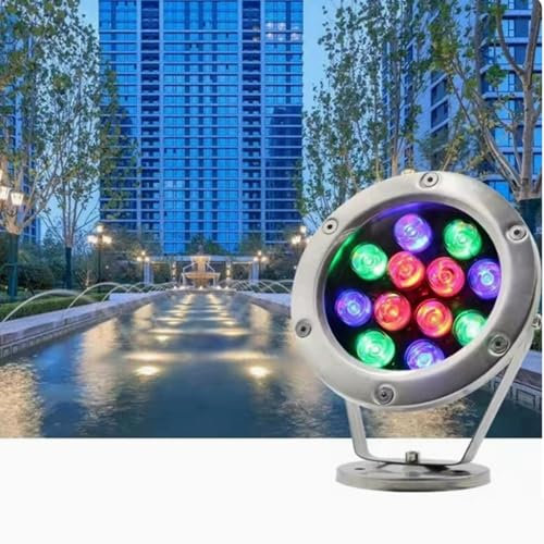 GUODDM Faretti LED Esterno - Luce da Pavimento, Luci A LED Subacquee Ad Angolo Regolabile A 360°, Luce da Laghetto 12V, Luci Sommergibili in Acciaio Inossidabile Impermeabili IP68(White,6W(12v))