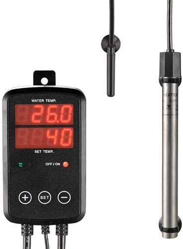 Titan Aquarium Heizung 800W, Tauchbare Aquarium Heizstab mit LED-Digitaler Temperaturregler, 0℃~40℃ Einstellbar, Geeignet für 400l ~ 550l Salzwasser Süßwasser Aquarien Schnelle Heizung, MX-9015(800W)