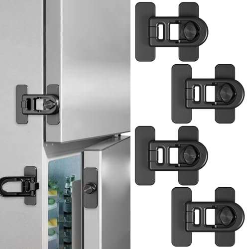ZYEKIU 4 Stück Kindersicherung Schrank, Schranksicherung Baby Selbstklebend, Schubladensicherung Baby Einstellbar, Kindersicherung Kühlschrank für Kühlschrank Schublade Schrank Tür (Schwarz)
