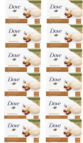 Dove Beauty Cream Bar Seife, fest, verschiedene Düfte, 2 x 90 g (12 Einheiten, Vanille und Karité)