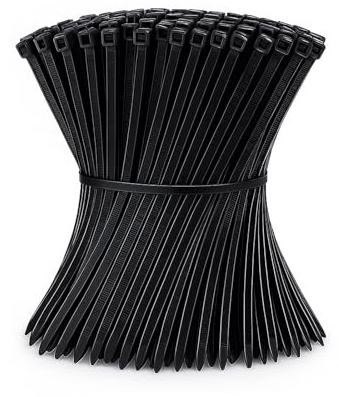SUPERFA 200 Stück Kabelbinder Schwarz, 300mm x 7.6mm Nylon Kabelbinder Selbstsichernde für Kabelmanagement, Werkstätten