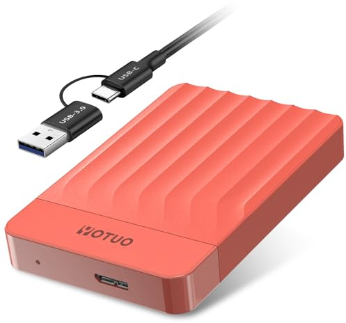 YOTUO Hard disk esterno da 1 TB, espansione di archiviazione portatile, USB 3.0 e USB-C per PC, Mac, desktop, laptop, smartphone, PS4, Xbox One, Xbox 360, ufficio e giochi, rosso