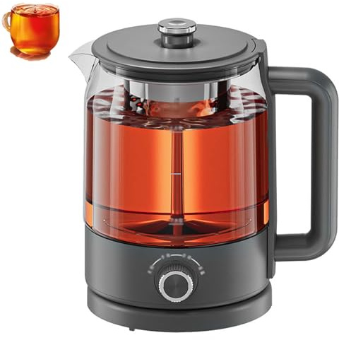 Bollitore elettrico automatico, teiera in vetro da 1,2 litri con 4 velocità di infusione e spruzzo di vapore, bollitore programmabile da 600 W a riscaldamento rapido per uso domestico e in ufficio