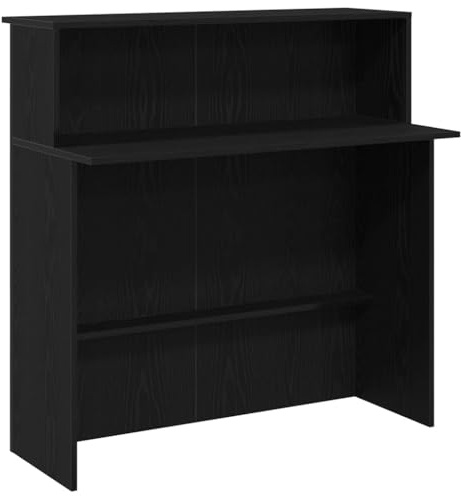 Mhdvray Bancone per ricevimento, nero, 100 x 50 x 103,5 cm, bancone di ricezione in legno, bancone per cassa con ripiano e protezione da sguardi indiscreti, bancone di ricevimento per ufficio, studio