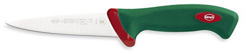 Sanelli Premana Professional Coltello da Scannare, Acciaio Inossidabile, Verde/Rosso, 14 cm
