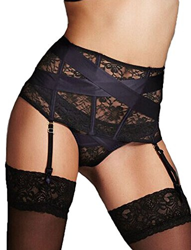 Yummy Bee - Porte-Jarretelles Guêpière Taille Haute Dentelle Parure Lingerie G String Grande Taille 36-50 (42)