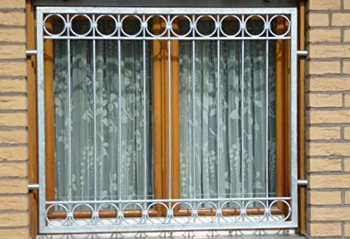 Fenstergitter Schmiedeeisen Ziergitter Einbruchschutz Anello-Z100/80 Feuer Verzinkt Höhe 80 cm Breite 102 cm Dekorative Ringe