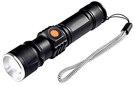 Torcia a LED Ricaricabile Mini USB 3 Modalità Livelli di Torcia a Fascio di Luce con Batteria al Litio Ricaricabile Tramite USB,Fatta in Lega di Alluminio