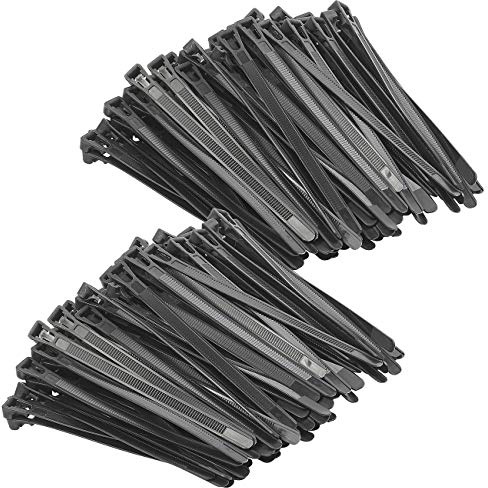 AGT Kabelstraps: 200er-Set wiederverschließbare Kabelbinder, 150 x 7,6 mm (Kabel-Band, Kabelhalter, Organizer)