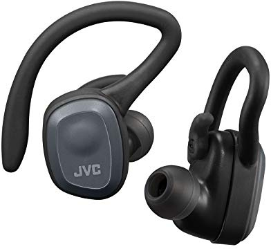 JVC Auriculares Bluetooth HA-ET45T True Wireless, Micrófono y Clip Desmontable. Máxima Adaptabilidad, Agarre y Resistencia. Batería 14h, Color Negro