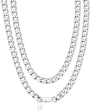 Bandmax Klassische Panzerkette Halskette 4mm/6mm/9mm breit kubanische Gliederkette für Damen Herren Jungen Mädchen Hip Hop Kubanische Kette Modeschmuck, 36cm bis 76cm, Gold/Schwarz/Silber