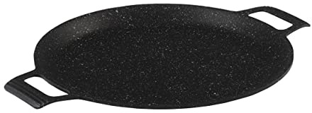 Pradel Excellence - Plat à Pizza - Diamètre 32 cm - Fonte d'Aluminium - Revêtement Façon Pierre - Poignées en Silicone - Compatible Tous Feux y compris Induction