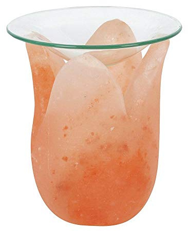 Himalayan Salt Tulip Flower Shaped Oil Burner - 13cm x 9cm (1 Pc.) - Unique & Sophisticated Piece - Natural Fragrance & Soothing Ambience - Ideal for Home Decor