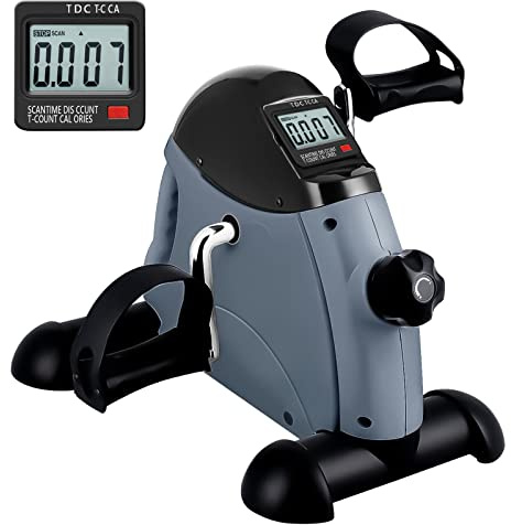 Under Desk Bike Pedal Exerciser, AGM Mini Exercise Bike Foot Cycle Arm & Leg Peddler Exerciser Machine with LCD Screen Displays (Gray)