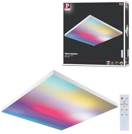 Paulmann 79906 LED Panel Velora Rainbow eckig incl. 1x31 W dimmbar dynamicRGBW Farbsteuerung Weiß Metall Deckenleuchte 3000 K
