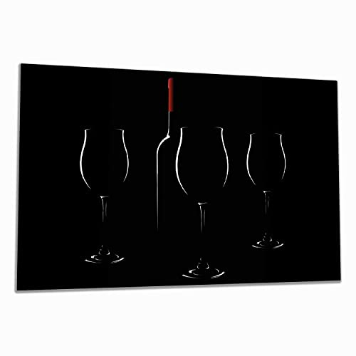 Wallario Herdabdeckplatte/Spritzschutz aus Glas, 1-teilig, 90x52cm, für Ceran- und Induktionsherde, Rotwein bei Nacht
