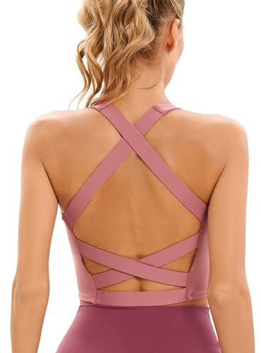 Dmwhsy Sport BH Damen Gepolstert Bustier Cross Back Sports Bra Ohne Bügel Cross Back Push up BH für Fitness Lauf Joggen Yoga