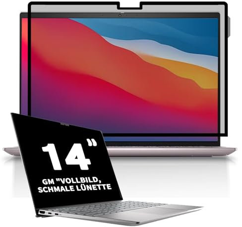 Phimoos Vakuum-Adsorptions-Sichtschutzfilter 14 Zoll mit Lenovo/HP/Dell/Acer/Samsung/Asus/Toshiba Notebook.Abnehmbarer,Anti-Blaulicht,Anti Blendschutz, Sichtschutz-Displayschutz