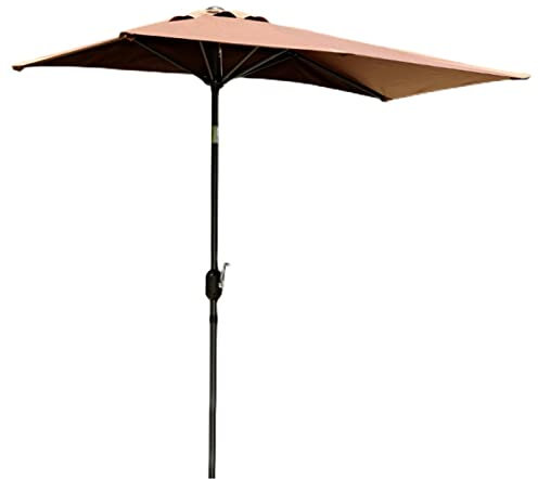 XIAOYUE Rechteckiger Sonnenschirm, Balkonschirm mit Knickbar, 195cm x 100cm, 210 g / ㎡ Wasserfestes Polyester, 6 Rippen