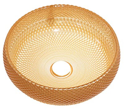 MUSUMI Badezimmer-Waschbecken, 15-Zoll-Arbeitsplatte, gehärtetes künstlerisches Glas-Waschbecken mit goldenem Messing-Wasserhahn, runder Badezimmer-Waschtisch (B)