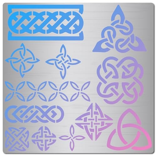 GORGECRAFT 6.3 Zoll Metall Keltische Triquetra-Knoten-Schablone Wikinger-Symbol Wicca-Muster Schablone Dekoration Seilknoten Wiederverwendbare Vorlage Edelstahl Für Fenster Wand Malerei Dekor