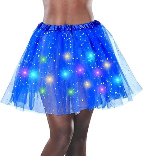 Tutu Damen, LED Rock Damen,Tutu-Rock, Mädchen Tüllrock Tutu ​Rock Pailletten Sterne Ballettrock Prinzessin Kleid Tutu für Party Tanzen, Fasching Cosplay Kostüm