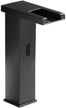 XJTNLB Wasserhahn mit Sensor Batterie Waschtischarmatur Sensor Wasserfall Waschbecken Armatur,Schwarz,Hoch