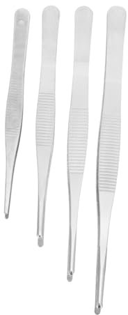 DOITOOL 4-Teiliges Set Pinzette mit Zähnen Nagelknipser Pinzette tägliche Gartenpinzette Pinzette mit gezahnter Spitze Pinzette aus Edelstahl Gehärtet Rostfreier Stahl