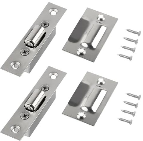 2 Stück Edelstahl Kugelschnäpper, Verdeckte Türschnapper Haustür Verstellbarer Frühling Rollen Schnäpper 20mm mit Schrauben für Türen von Küchen Schlafzimmern Badezimmern