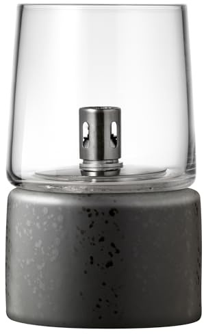 BITZ Gastro Öllampe Outdoor und Indoor, Hübsche Petroleumlampe für Camping, Garten oder Innenraum, Durchm. 8,5 cm, Höhe 14 cm, aus Steingut und Glas, Schwarz