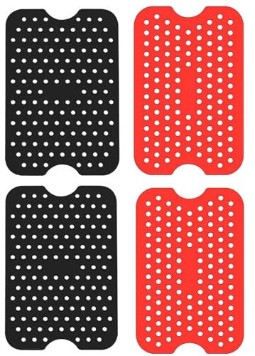 Luftfritteuseneinlagen Air,4 Stück Air Fryer Matten Liners,Luftfritteuse Pad Antihaft-Silikon Heißluftfritteuse Pad, Air Fryer Matten Liner wiederverwendbare hitzebeständige Matte für Luftfritteuse