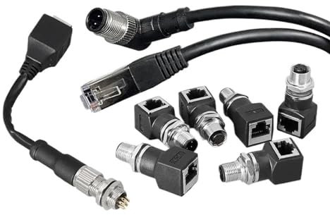 1 set di connettori diritti maschio femmina adattatore M12 a RJ45 con codifica ABD a 4 pin e 8 poli(Size:Female dust cover-03)