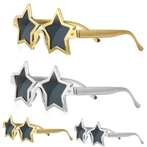 TOGEVAL 4piezas Gafas Sol Forma Estrella Pvc Ligera Duradera Divertidas Para Fiesta Adultos Niño Niña