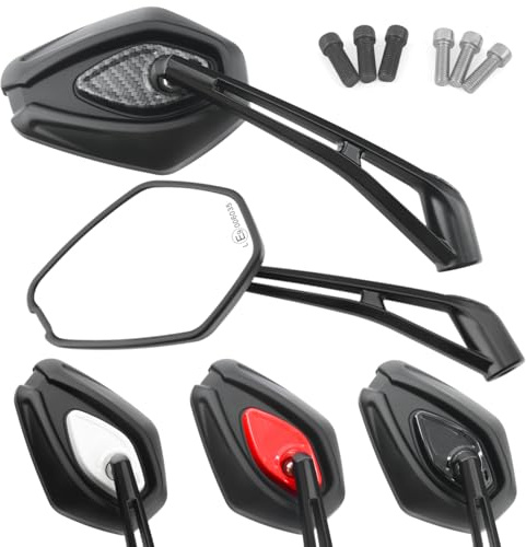 Area1 Universal Motorrad Rückspiegel Paar e-geprüft 2x M10 Rechtsgewinde + Linksgewindeadapter, kompatibel mit z.B. Duke, Super-Duke 390 790 SMC/R Z900 Z750 Z650 Z500 Z125 ER6N MT07 MT09 MT10 (carbon)
