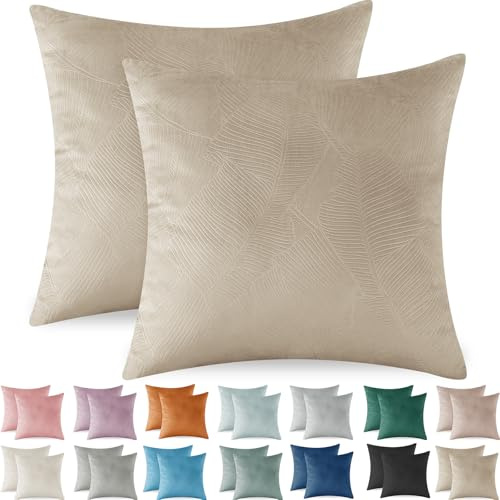 Ystyle Funda Cojin 60x60 de Terciopelo Juego de 2 Funda de Almohada del Sofá Decorativas con Cremallera Invisible Suave y Lavable Antiácaros Transpirable Hipoalergénico para Cama, Camel