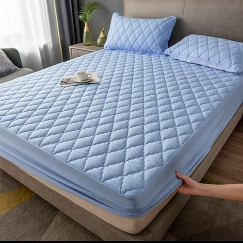 HAIBA wasserdichte Matratzenauflage 180 x 220cm inkontinenz spannbettlaken für Matratzen bis 30 cm Höhe hellblau Gebürstete Polyester - Mikrofaser Spannbetttuch