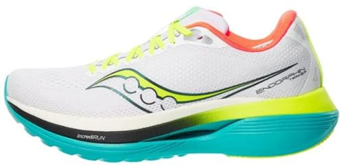 Saucony Men's Endorphin Trainer Sneaker, White/Mutant, 14