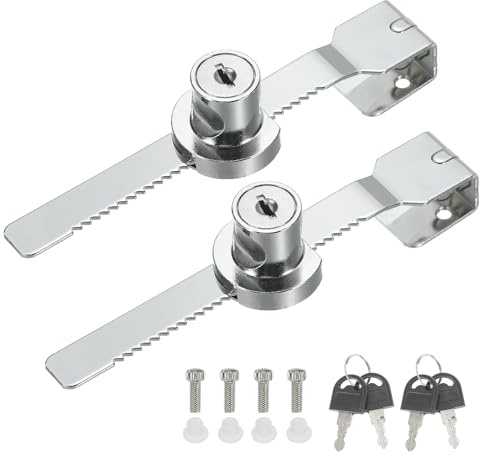 PATIKIL Serratura per Vetrina Scorrevole in Vetro, 2 Pezzi Serratura Singola in Lega di Zinco con Chiavi Diverse Senza Foratura per Porta in Vetro da 8mm, Argento
